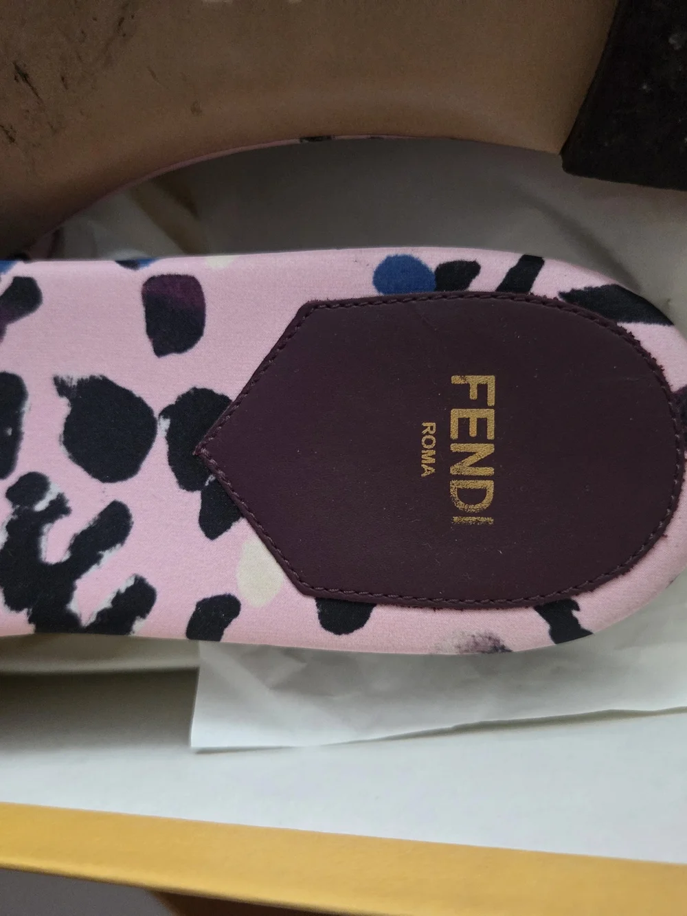 Fendi Pink Leopard-Print Logo Slide Sandals with Multicolor Strap